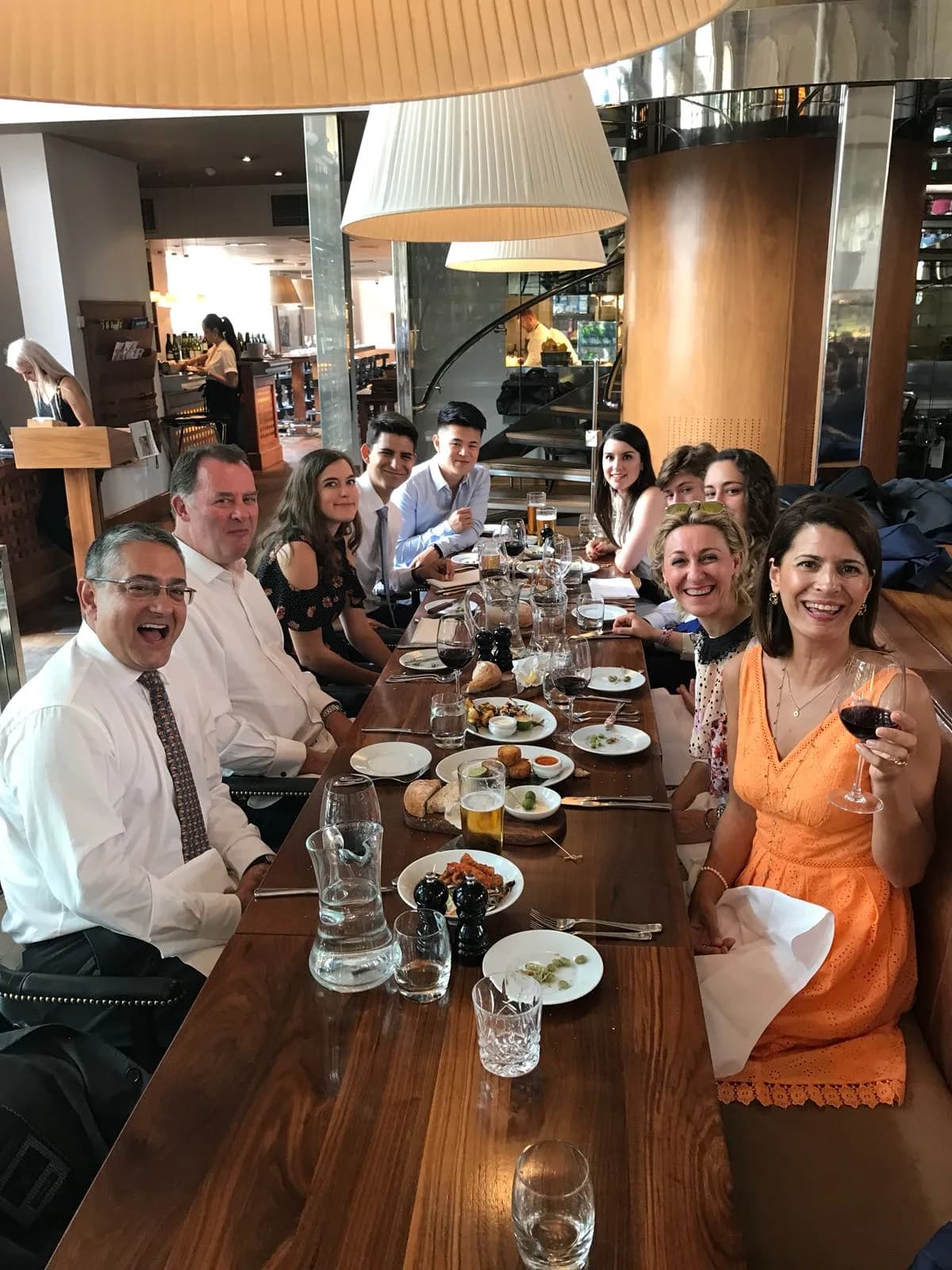 Family celebration dinner at a restaurant