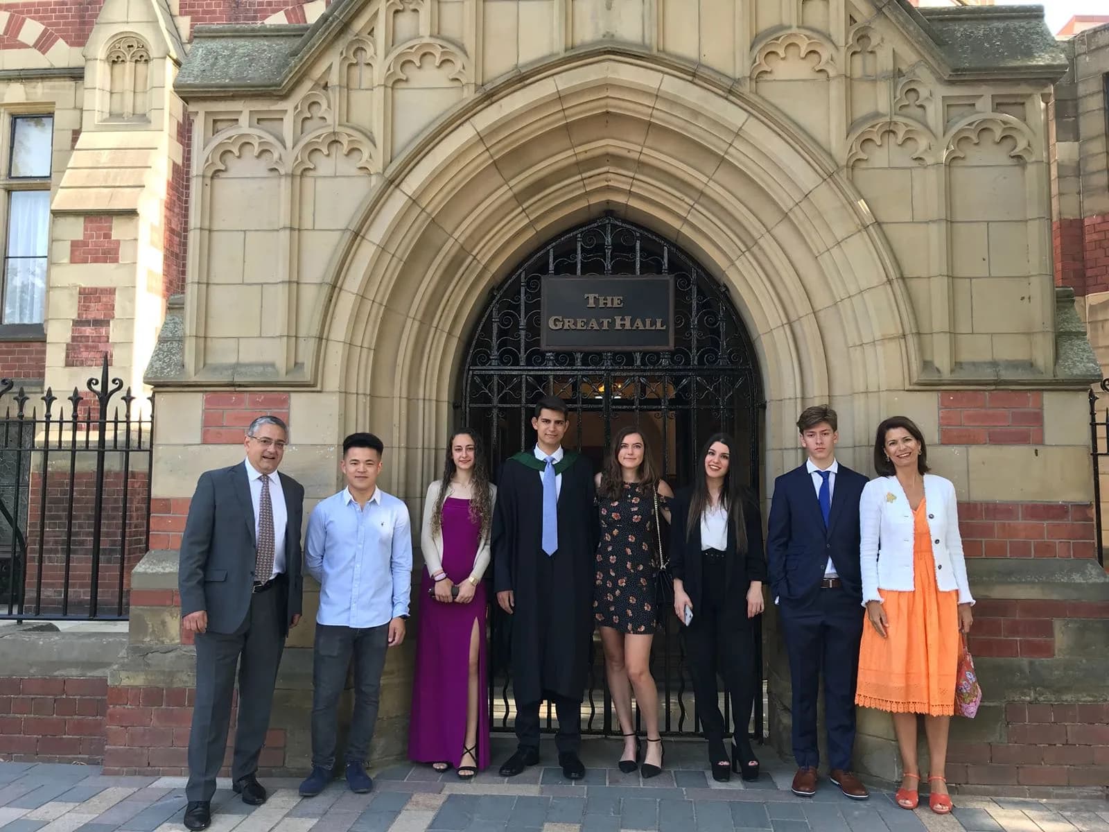 Group photo with family and friends at The Great Hall